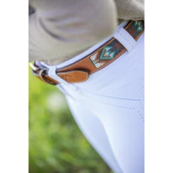 Penelope Pearl Belt -Cavallo Shop 96001260 French.Eq Penelope Pearl.Belt Brandy.Turquoise