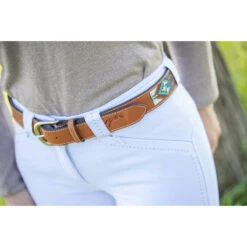 Penelope Pearl Belt -Cavallo Shop 96001260 French.Eq Penelope Pearl.Belt Brandy.Turquoise.3