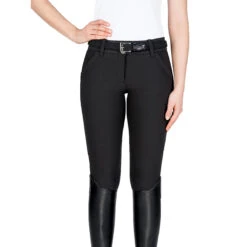 Equiline Women's X Shape Knee Grip Breech -Cavallo Shop EQline 181 N08674 XShapeKG Black Front
