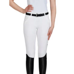 Equiline Women's X Shape Knee Grip Breech -Cavallo Shop EQline 181 N08674 XShapeKG White Front