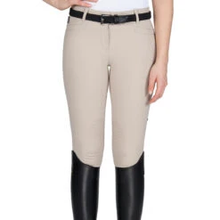 Equiline Women's Ash Riding Breeches With X-Grip Knee Patch -Cavallo Shop EQline N08698 Ash.XGripKP Beige Front