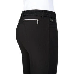 Equiline Women's Ash Riding Breeches With X-Grip Knee Patch -Cavallo Shop EQline N08698 Ash.XGripKP Black Detail