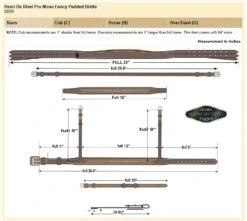 HDR Pro Mono Crown Padded Fancy Bridle 9 HDR Pro Mono Crown Padded Fancy Bridle -Cavallo Shop HDR Bridle 5099 Size Chart