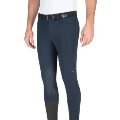 Equiline GrantK Men's B-Move Knee Grip Breeches -Cavallo Shop N08479 EQline GrentK Blue