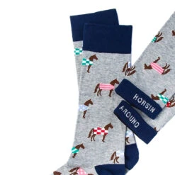 Wild Attire Inc. Horsin' Around Carded Cotton Socks -Cavallo Shop Wild.Attire.Inc gray carded cotton horsin around AS180701 02