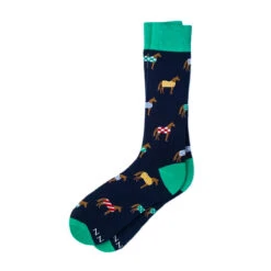 Wild Attire Inc. Horsin' Around Carded Cotton Socks -Cavallo Shop Wild.Attire.Inc navy blue carded cotton horsin around 01
