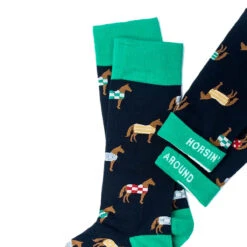 Wild Attire Inc. Horsin' Around Carded Cotton Socks -Cavallo Shop Wild.Attire.Inc navy blue carded cotton horsin around 02