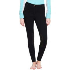 TuffRider Ladies Starter Lowrise Pull On Knee Patch Breeches -Cavallo Shop black2 21367.1583511667.1280.1280