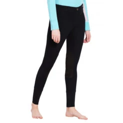 TuffRider Ladies Starter Lowrise Pull On Knee Patch Breeches -Cavallo Shop black3 13993.1583511667.1280.1280
