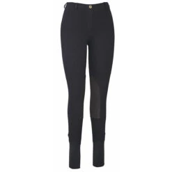 TuffRider Ladies Cotton Lowrise Pull-On Knee Patch Breeches -Cavallo Shop black front 77894.1588621808.1280.1280