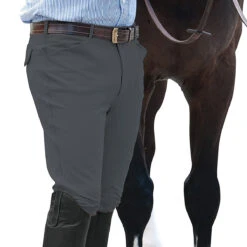 Ovation Men's EuroWeave Front Zip 4-Pocket Knee Patch Breeches -Cavallo Shop charcoal 59510.1588796602.1280.1280