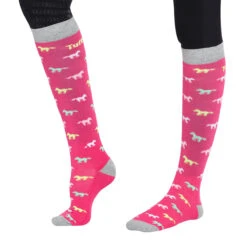 TuffRider Ladies Flamingo/Boat/Horse Knee Hi Socks -Cavallo Shop jpc tr ladies boat.flamingo.horse .socks 5