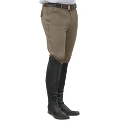 Ovation Men's EuroWeave Front Zip 4-Pocket Knee Patch Breeches -Cavallo Shop light tan 40541.1588796603.1280.1280