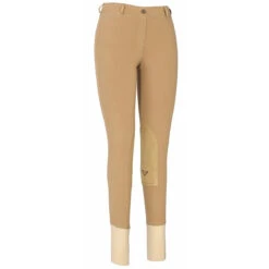 TuffRider Ladies Cotton Lowrise Pull-On Knee Patch Breeches -Cavallo Shop sand front 66998.1588621809.1280.1280